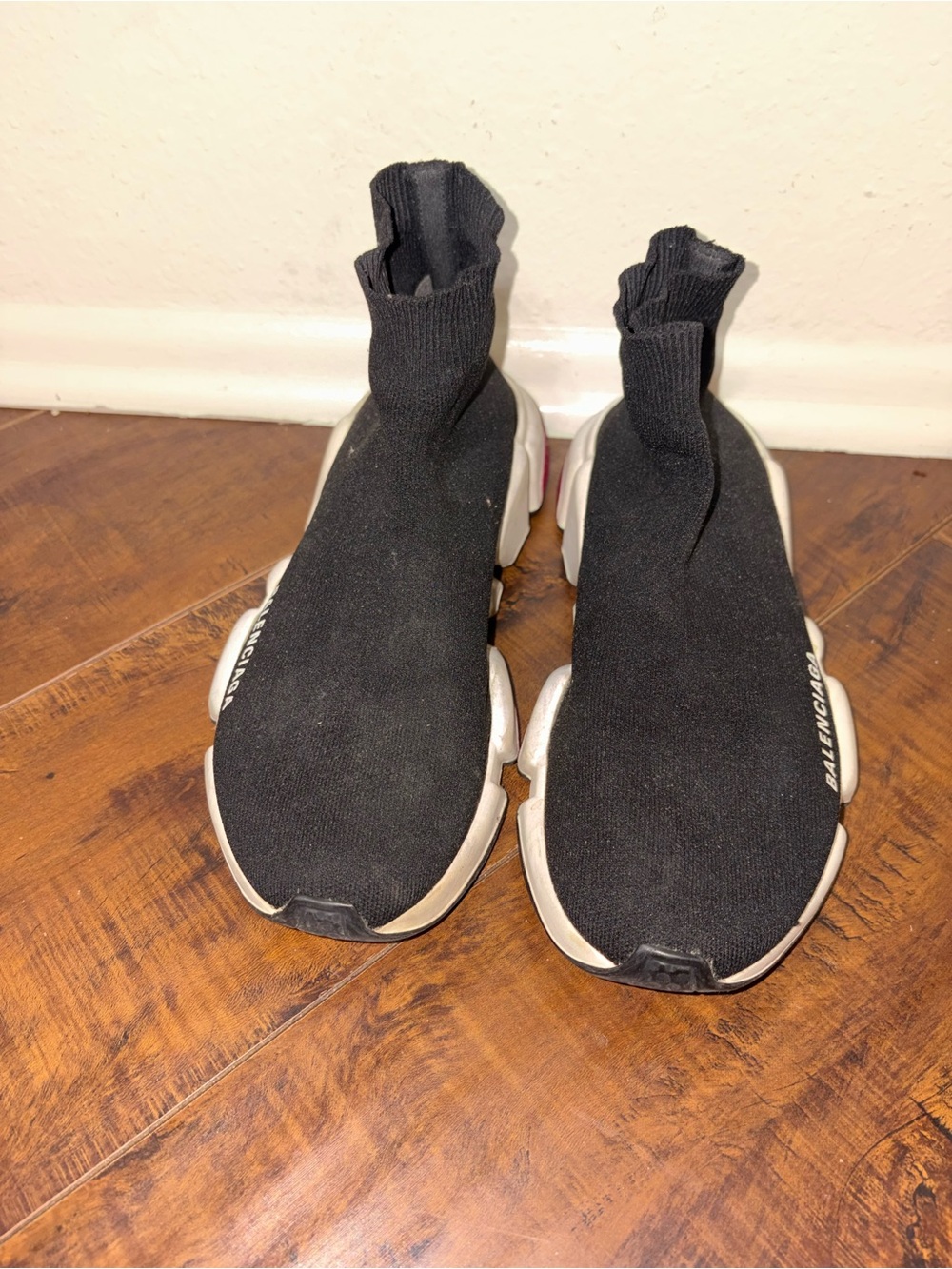 Balenciaga Kids Black Sock Sneakers with Red Sole Accents